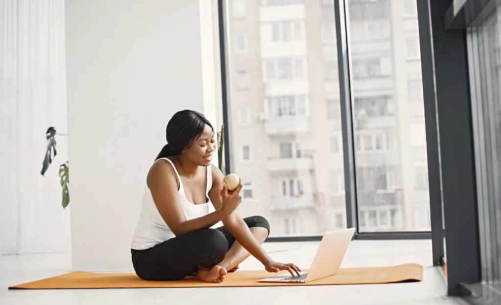 Woman practicing self-care to stay motivated with healthy habits 